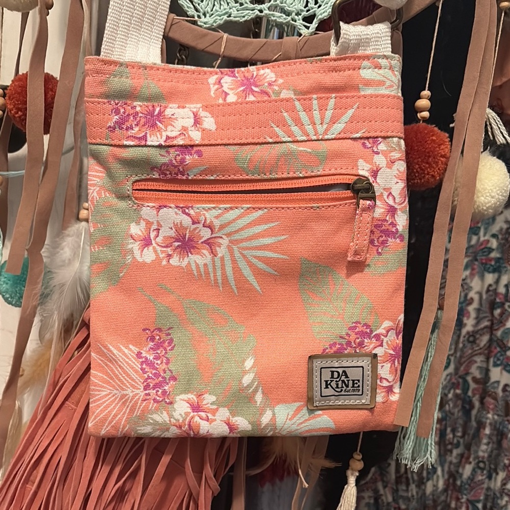 Dakine Orange and Pink Crossbody Bag with Tropical Design